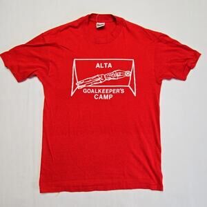 Vintage Signal Alta Goalkeeper's Camp Red Graphic Shirt Mens L Soccer Tee 90s